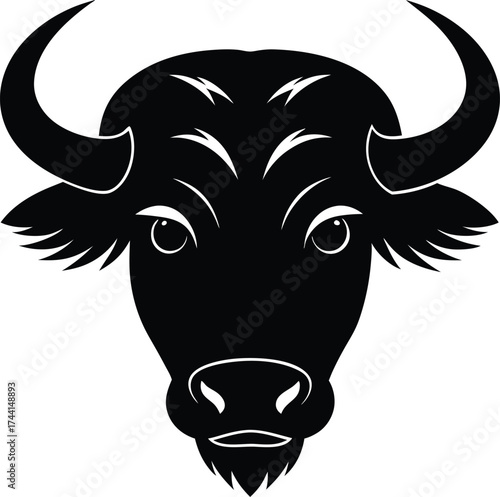 Vector illustration of a cute cartoon bull head for farm animal and agriculture concepts