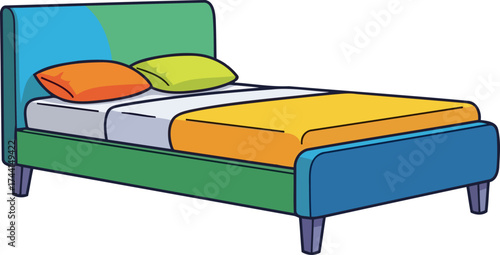 whimsical sleep sanctuary a childs dream bed with vibrant hues and comfort, isolated on transparent background