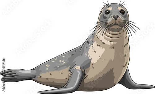 whiskered wonder a charming grey seal greets the viewer with innocent eyes, isolated on transparent background
