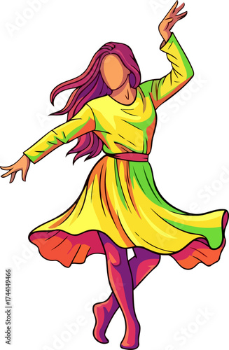 whimsical spirit unleashed vibrant dancers ecstatic twirl in a kaleidoscope of joy, isolated on transparent background