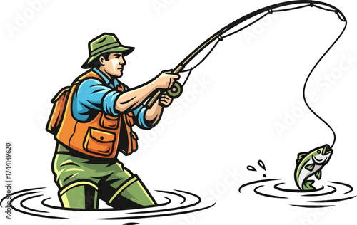 anglers triumph the exhilarating moment a lively fish leaps from water, isolated on transparent background