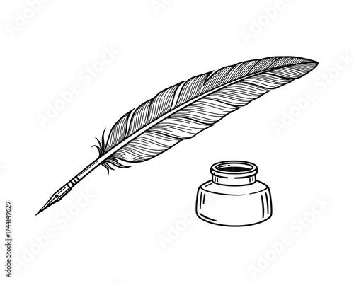 Quill Pen Inkwell Writing History