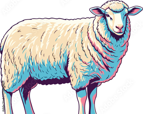 chromatic countryside canvas a bold sheep icon for modern digital design, isolated on transparent background
