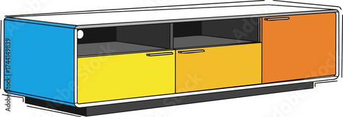 chromatic harmony console a bold statement for modern and organized spaces, isolated on transparent background