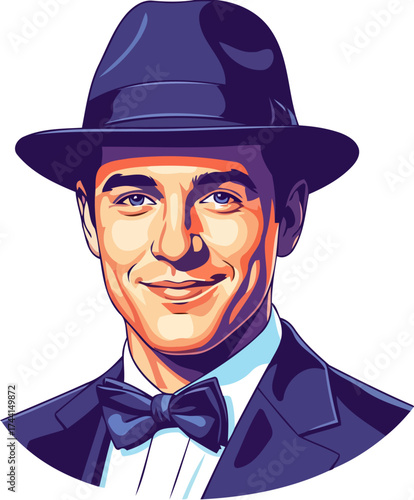 classic dapper man a confident smile reflecting timeless sophistication, isolated on transparent background