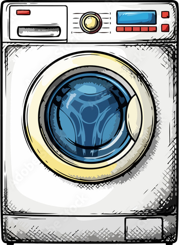 daily refresh illustrated washing machine transforms laundry into freshness with ease, isolated on transparent background