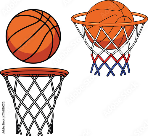 Basketball sport hoops Element Collection vector and illustration white color background
