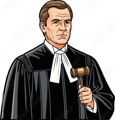 embodiment of law gavelwielding judge, upholding justice with grave command, isolated on transparent background