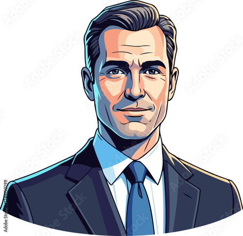 empathetic executive persona guiding modern businesses with professional trust and strategic acumen, isolated on transparent background