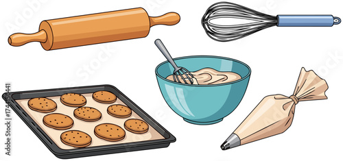 from dough to delight essential tools for crafting irresistible home baked treats, isolated on transparent background