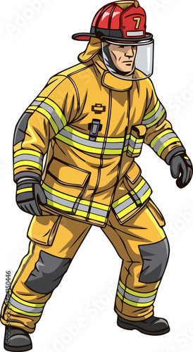 frontline protector standing firm, prepared to confront any urgent challenge, isolated on transparent background