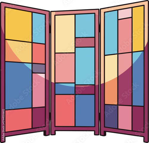 geometric symphony folding panels define and brighten modern living spaces with color, isolated on transparent background