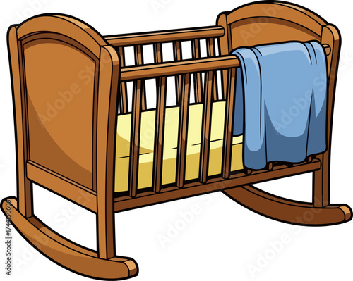 gentle nursery haven comforting wooden cradle awaits sweet dreams and new beginnings, isolated on transparent background