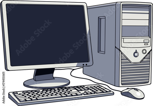 gateway to the nineties classic desktop pc for retro computing and design, isolated on transparent background