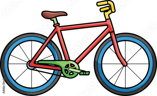 red bicycle with blue wheels cartoon clip art preview