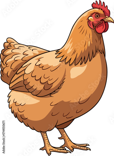 golden feathered fowl a vibrant cartoon hen capturing farm life essence, isolated on transparent background