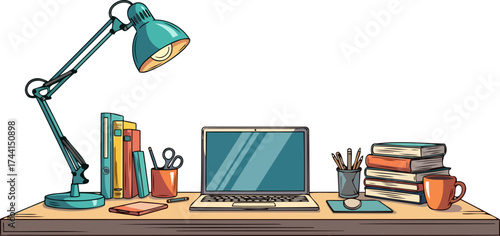 illuminating ideas a vibrant workspace for focused creativity and digital exploration, isolated on transparent background