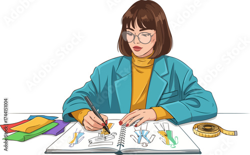 inspired creator pens fresh style concepts, shaping nextgeneration wardrobe visions, isolated on transparent background