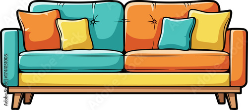joyful living room escape a symphony of vibrant hues for cozy spaces, isolated on transparent background