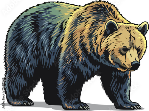 majestic woodland wanderer illustrative bear symbolizing untamed strength and spirit, isolated on transparent background