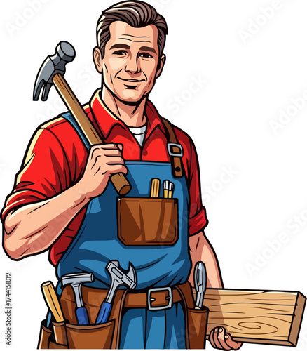 master builders smile delivering quality workmanship and dependable service with confidence, isolated on transparent background