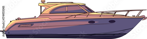 modern maritime luxury sleek yacht illustration for grand aquatic adventures, isolated on transparent background