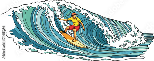 oceans fury tamed a skillful surfers dynamic ride through aqua majesty, isolated on transparent background