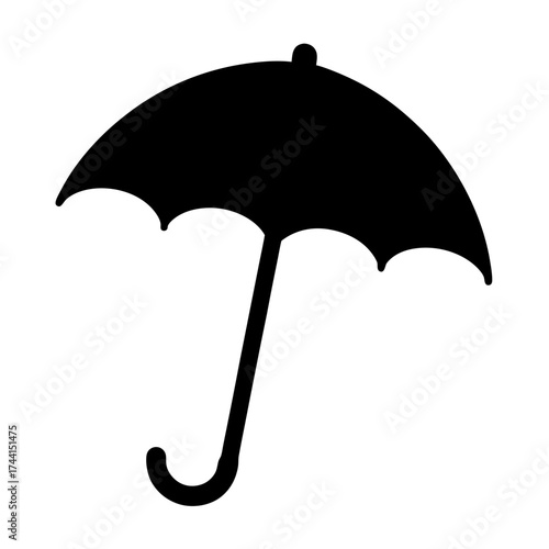 Vector art of open umbrella silhouette, a symbol of protection from rain, conveying shelter and weather element