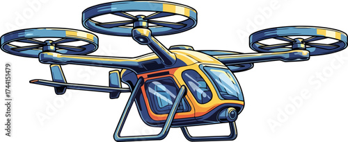 sleek autonomous air taxi soaring towards a visionary future of commuting, isolated on transparent background