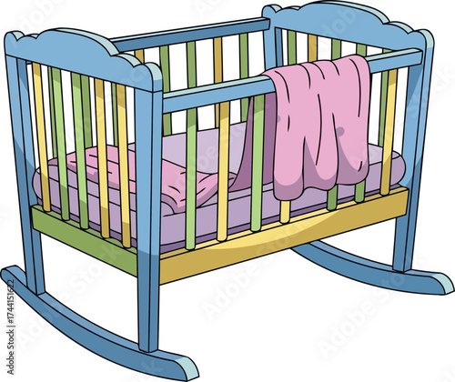 soothing rocking bassinet vibrant colors promise sweet dreams and tender new beginnings, isolated on transparent background