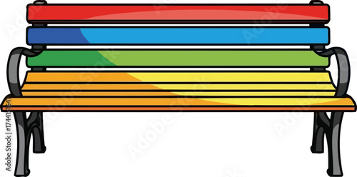 spectrum of serenity a bench radiating inclusivity and warmth, isolated on transparent background