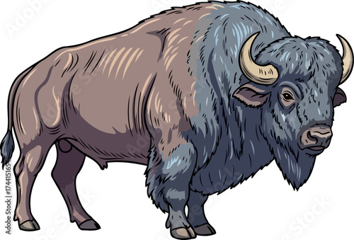 spirit of the plains majestic american bison stands resilient against wilderness challenges, isolated on transparent background