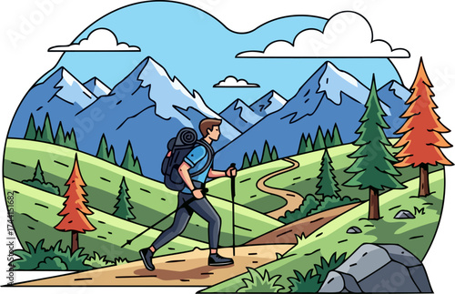 summit aspirations a hikers determined path through breathtaking alpine scenery, isolated on transparent background