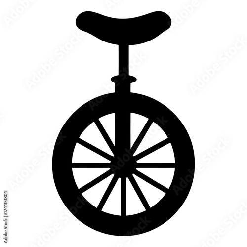 Vector art of silhouette of a unicycle, a singlewheeled vehicle, often associated with circus acts and balance skills, in black color