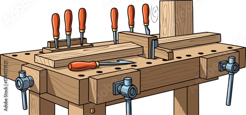 the carvers canvas hand tools and timber begin a journey of skillful craft, isolated on transparent background