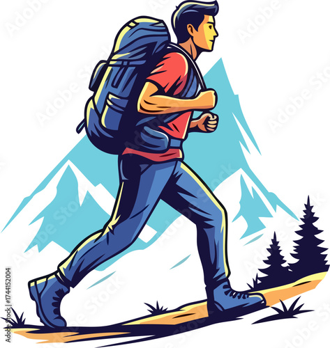 venture into nature solo explorer finds joy on the scenic ascent, isolated on transparent background