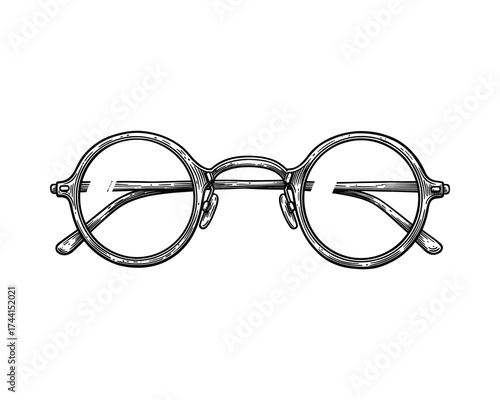 Round glasses vector engraving