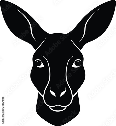 Vector illustration of a funny cartoon donkey head, a cute isolated brown pet mammal