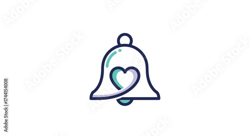 Heart bell icon, a symbol of love and notification vector design