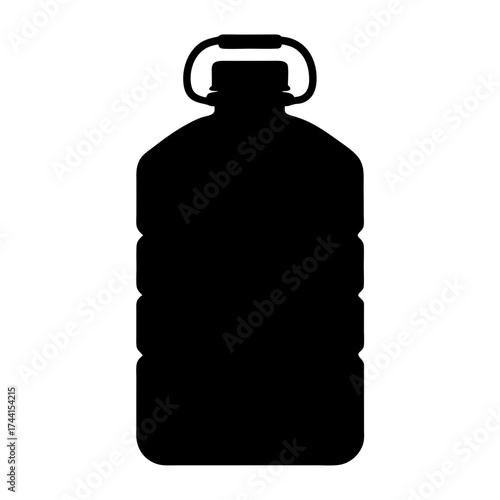 Vector art of silhouette of a large water bottle, representing hydration and sustainability for outdoor activities and emergency preparedness
