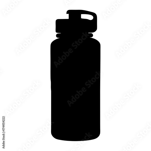 Vector art of silhouette of a reusable water bottle, promoting ecofriendliness and healthy hydration for active lifestyles and travel