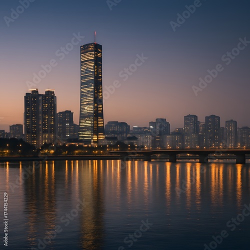 Seoul Skyline Twilight Evening Cityscape Urban Landscape River Reflection