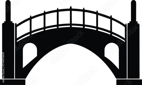 Elegant black silhouette arch bridge vector illustration scalable eps