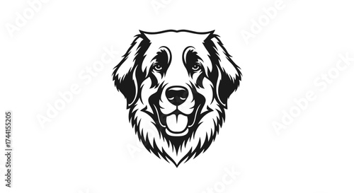 Large Dog Breed Head Silhouette On White Keywords: dog, canine, animal, pet, breed, portrait