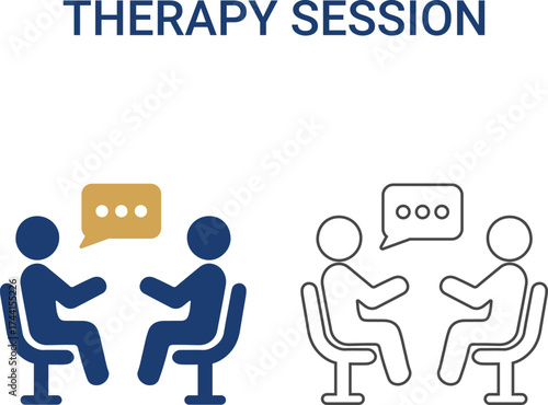Therapy session, Line art icons. Collection of meditation, stress management, anxiety, psychosis, depression, and more. Vector illustration. Easily changes to any color.