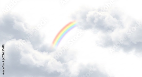 Arc en ciel d�licat �mergeant doucement nuages lumi�re douce. AI Generated