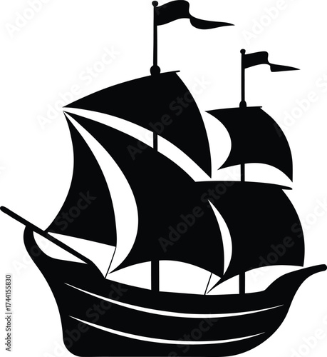 Minimal sailing ship silhouette vector graphic elegant nautical icon