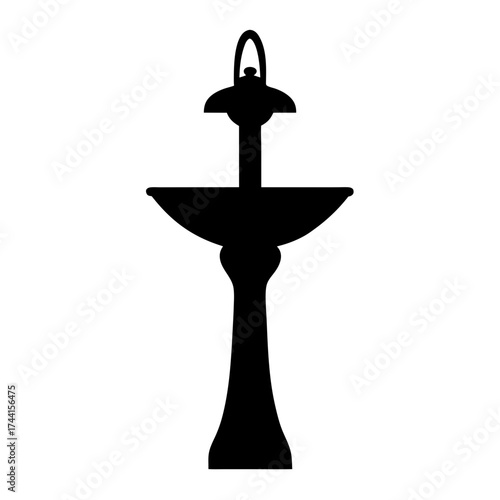 Vector art of silhouette of a classic fountain, representing serenity and timeless beauty in outdoor spaces