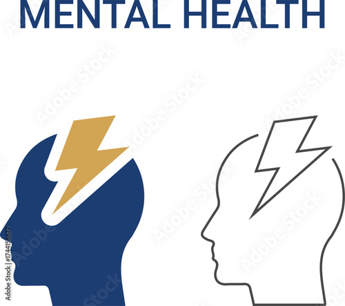 Mental health Line art icons. Collection of meditation, stress management, anxiety, psychosis, depression, and more. Vector illustration. Easily changes to any color.