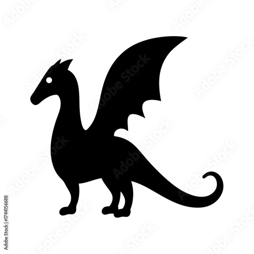 Vector art of black dragon silhouette a simple and modern vector illustration perfect for adding a touch of fantasy